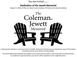 Jewett Memorial Dedication Wednesday, Aug. 3 at the Ann Arbor Farmers Market