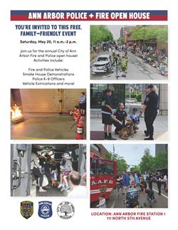 Saturday, May 20 - All Invited to the Ann Arbor Police & Firefighters Annual Open House!