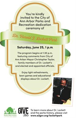 All Invited to Saturday, June 25, Dedication Event for Dr. Harold J. Lockett Park