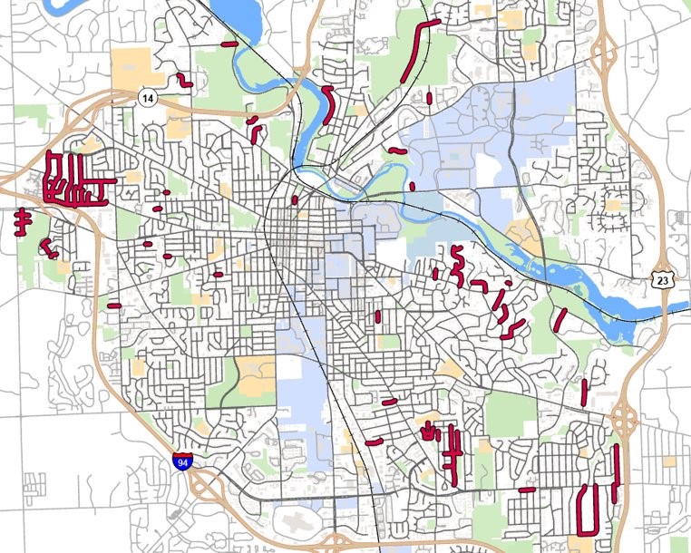 Stormwater management Drainage Study Map of Ann Arbor