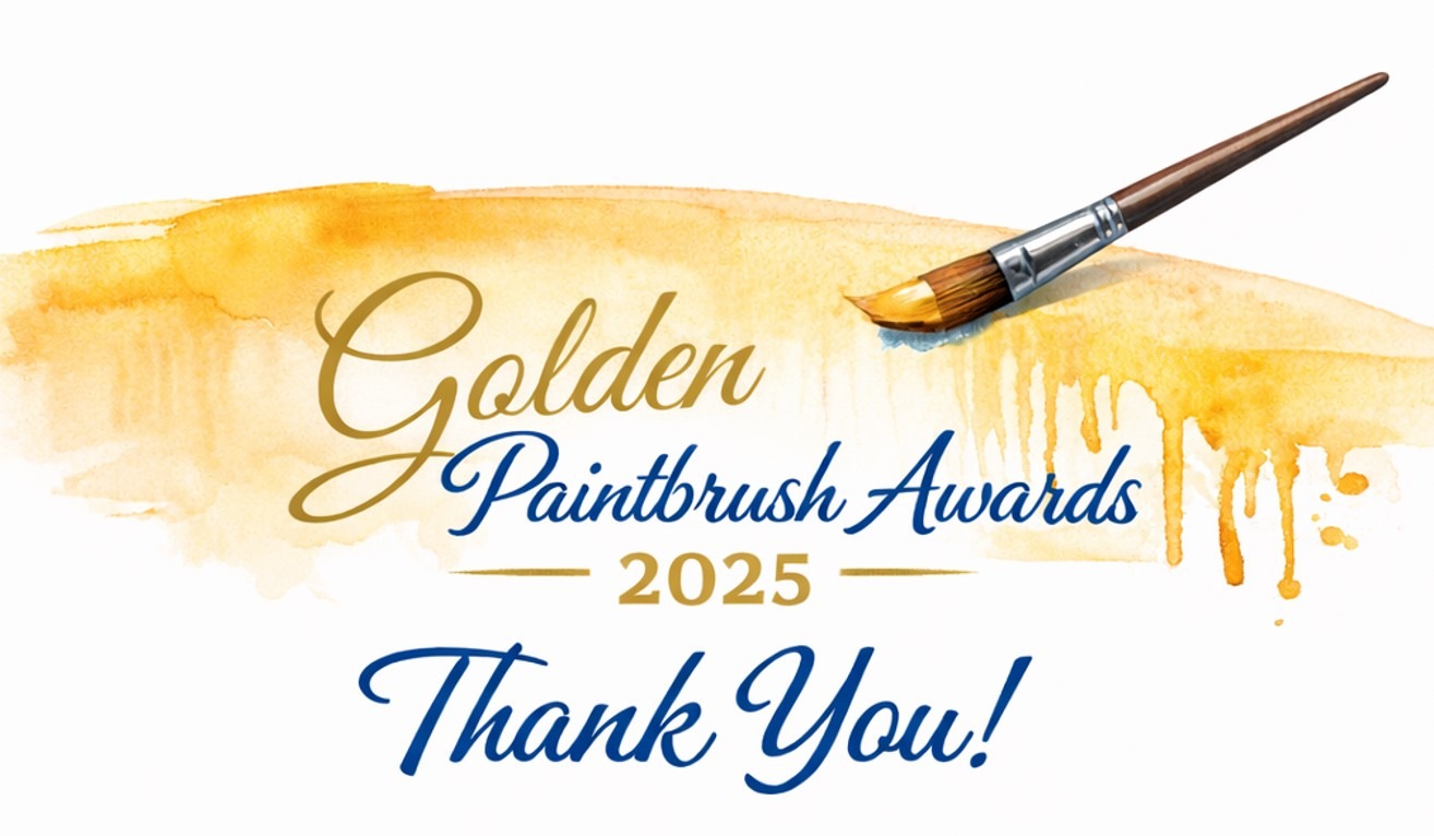 2025 Golden Paintbrush Award thank you logo (paintbrush with gold paint)