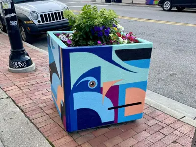 A2AC Murals and Planters 2025 Golden Paintbrush award winner art on planter