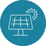 Icon image of solar panel with sun