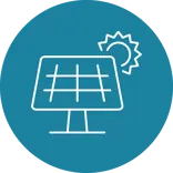 Icon image of solar panel with sun