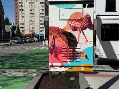 PowerArt! 2025 Golden Paintbrush award winner with art on electrical box