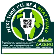 Sticker saying next time I'll be a heat pump