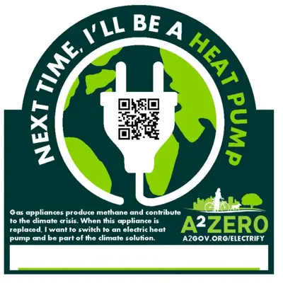 Sticker saying next time I'll be a heat pump