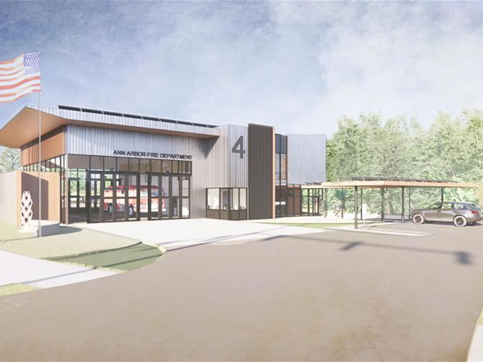 Fire Station Rendering Net-zero Fire Station | City of Ann Arbor